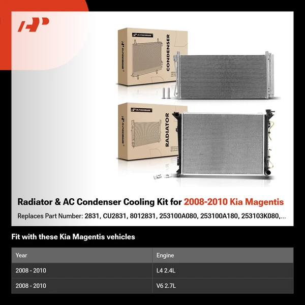Radiator & AC Condenser Cooling Kit for 2008-2010 Kia Magentis