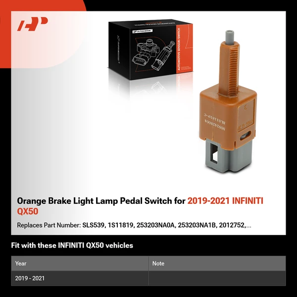 Orange Brake Light Lamp Pedal Switch for 2019-2021 INFINITI QX50