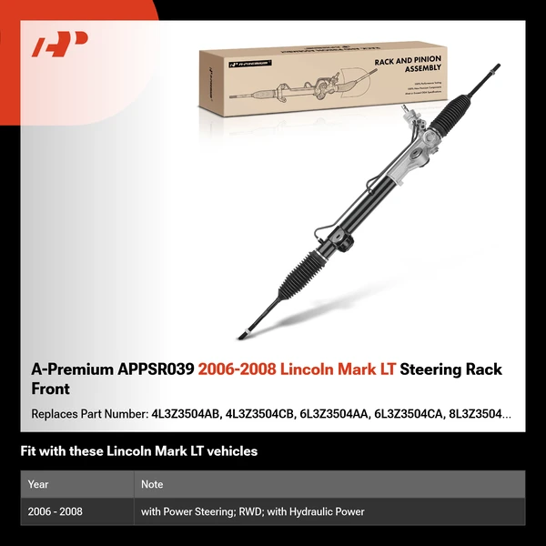 A-Premium APPSR039 2006-2008 Lincoln Mark LT Steering Rack Front