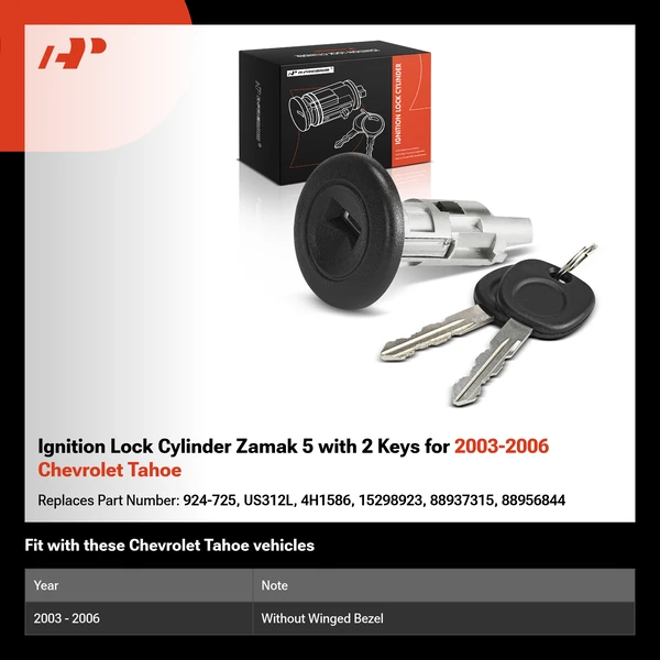 Ignition Lock Cylinder Zamak 5 with 2 Keys for 2003-2006 Chevrolet Tahoe