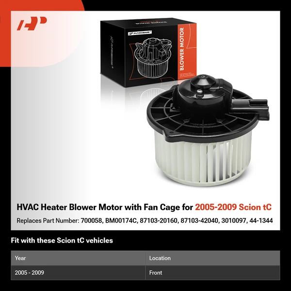 HVAC Heater Blower Motor with Fan Cage for 2005-2009 Scion tC