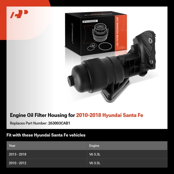 Engine Oil Filter Housing for 2010-2018 Hyundai Santa Fe