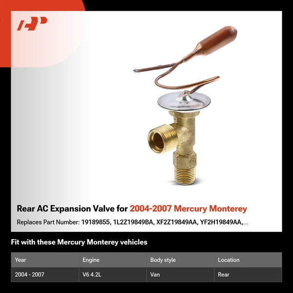 Rear AC Expansion Valve for 2004-2007 Mercury Monterey