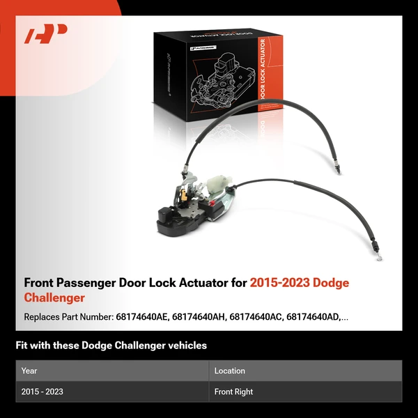 Front Passenger Door Lock Actuator for 2015-2023 Dodge Challenger