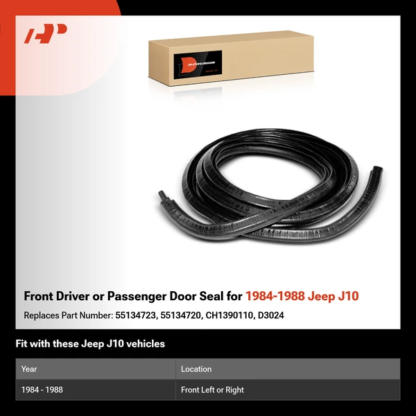 Front Driver or Passenger Door Seal for 1984-1988 Jeep J10