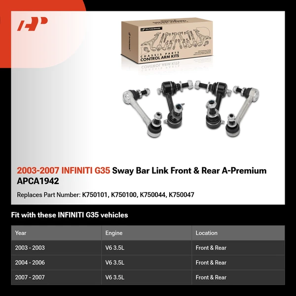 2003-2007 INFINITI G35 Sway Bar Link Front & Rear A-Premium APCA1942