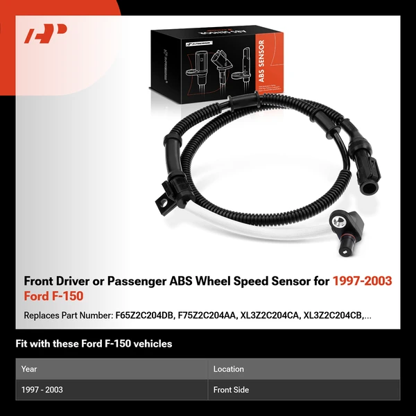 Front Driver or Passenger ABS Wheel Speed Sensor for 1997-2003 Ford F-150