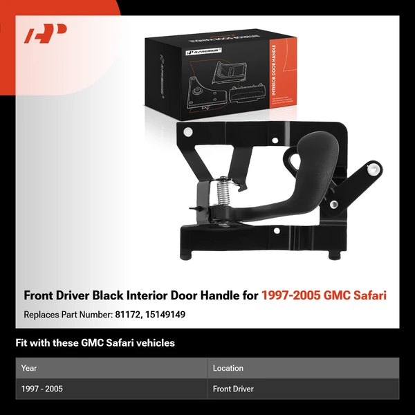 Front Driver Black Interior Door Handle for 1997-2005 GMC Safari