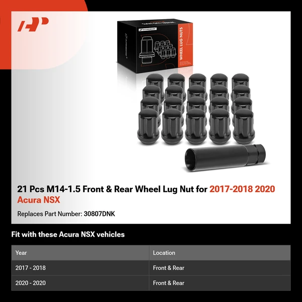 21 Pcs M14-1.5 Front & Rear Wheel Lug Nut for 2017-2018 2020 Acura NSX