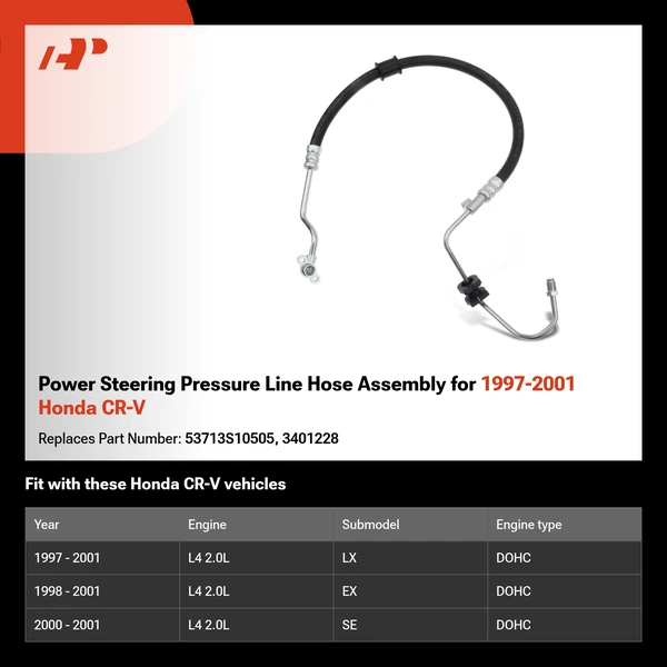 Power Steering Pressure Line Hose Assembly for 1997-2001 Honda CR-V