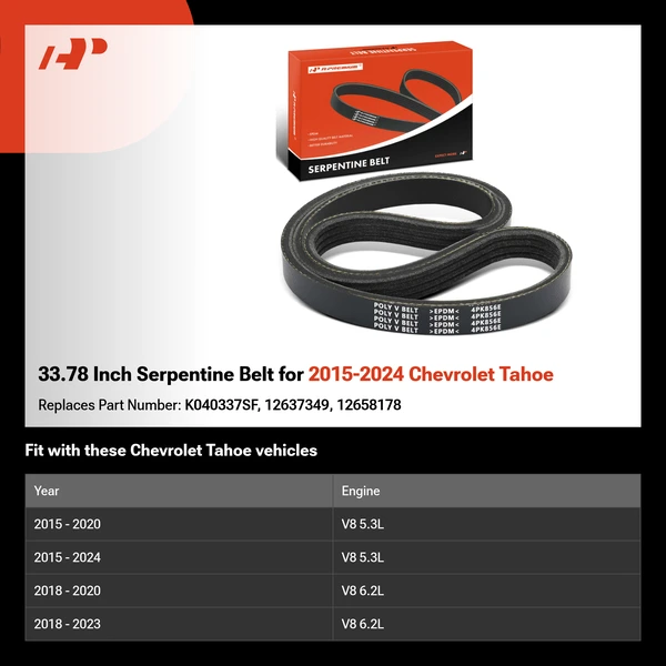 33.78 Inch Serpentine Belt for 2015-2024 Chevrolet Tahoe