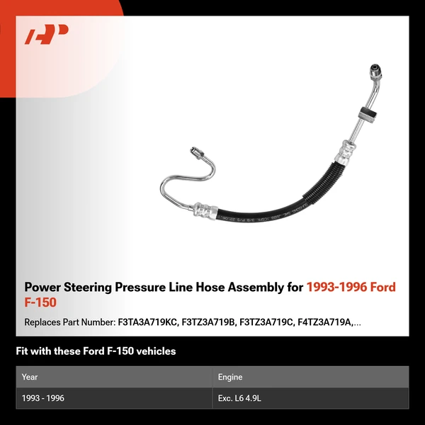 Power Steering Pressure Line Hose Assembly for 1993-1996 Ford F-150