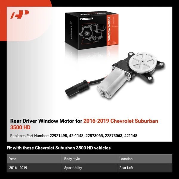 Rear Driver Window Motor for 2016-2019 Chevrolet Suburban 3500 HD