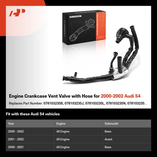 Engine Crankcase Vent Valve with Hose for 2000-2002 Audi S4