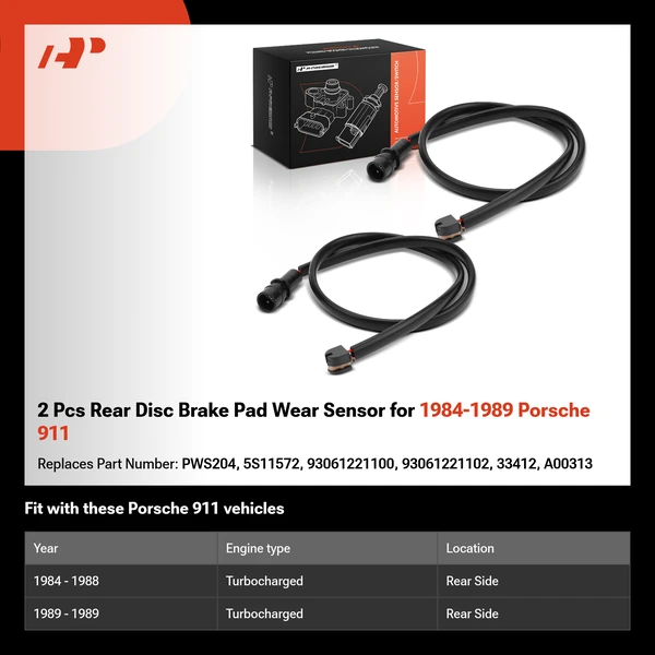 2 Pcs Rear Disc Brake Pad Wear Sensor for 1984-1989 Porsche 911