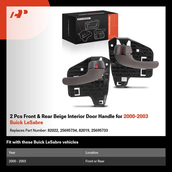2 Pcs Front & Rear Beige Interior Door Handle for 2000-2003 Buick LeSabre