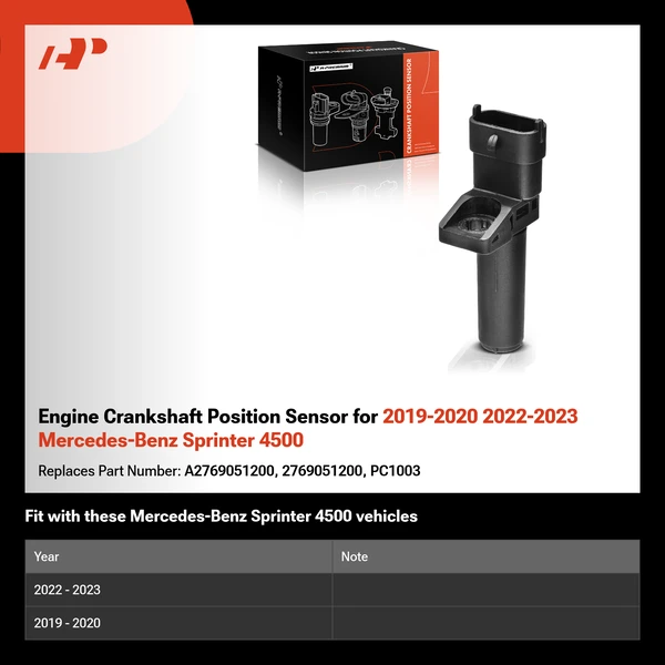 Engine Crankshaft Position Sensor for 2019-2020 2022-2023 Mercedes-Benz Sprinter 4500