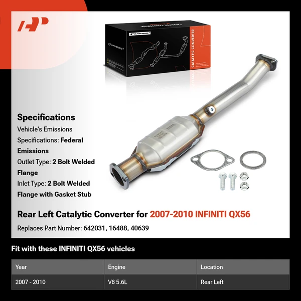 Rear Left Catalytic Converter for 2007-2010 INFINITI QX56