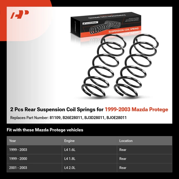 2 Pcs Rear Suspension Coil Springs for 1999-2003 Mazda Protege