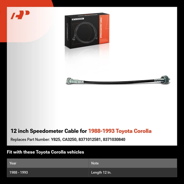 12 inch Speedometer Cable for 1988-1993 Toyota Corolla