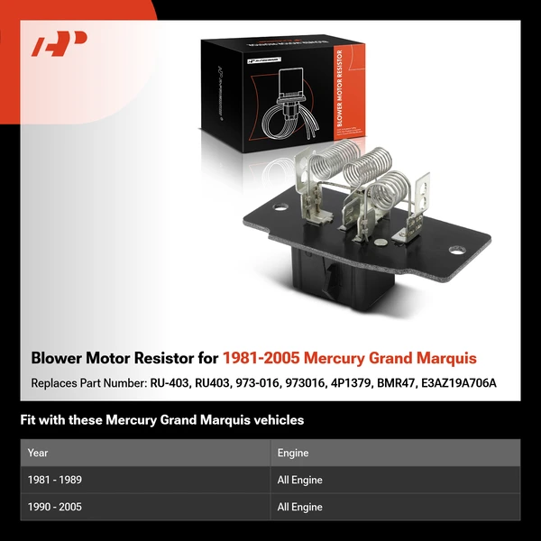 Blower Motor Resistor for 1981-2005 Mercury Grand Marquis