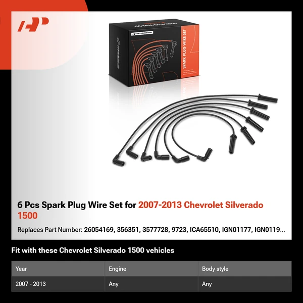 6 Pcs Spark Plug Wire Set for 2007-2013 Chevrolet Silverado 1500