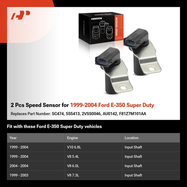 2 Pcs Speed Sensor for 1999-2004 Ford E-350 Super Duty