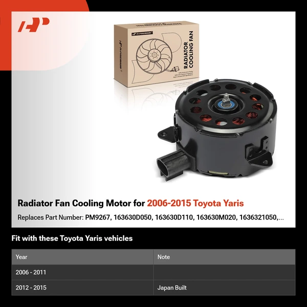 Radiator Fan Cooling Motor for 2006-2015 Toyota Yaris