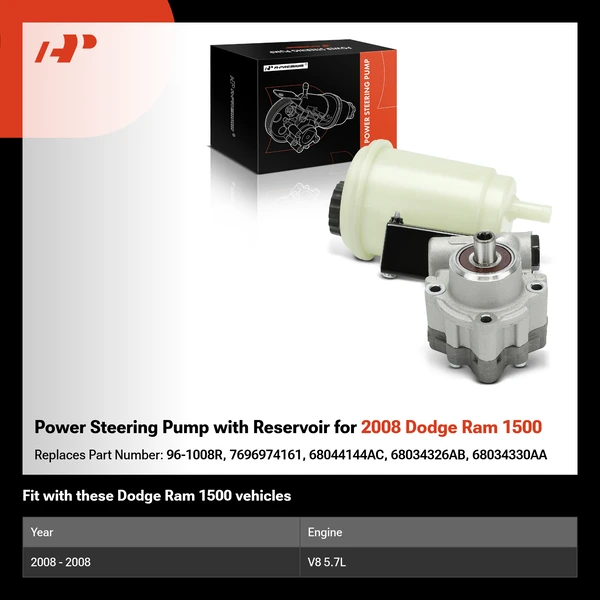Power Steering Pump with Reservoir for 2008 Dodge Ram 1500