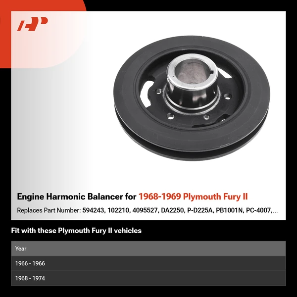 Engine Harmonic Balancer for 1968-1969 Plymouth Fury II