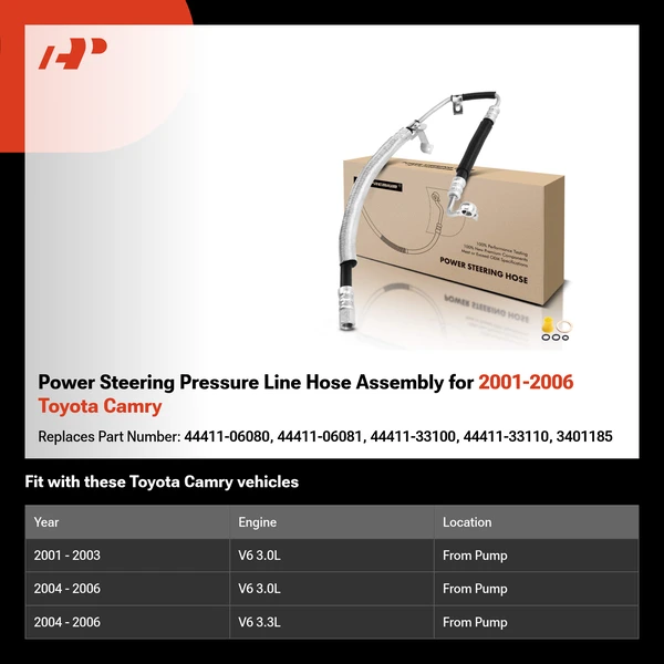 Power Steering Pressure Line Hose Assembly for 2001-2006 Toyota Camry