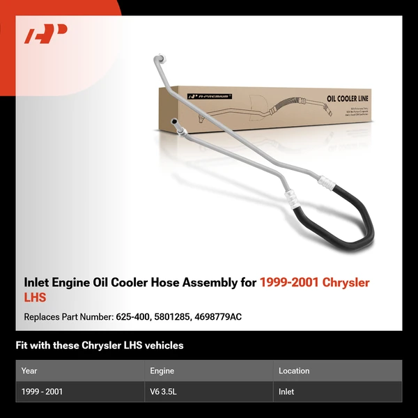 Inlet Engine Oil Cooler Hose Assembly for 1999-2001 Chrysler LHS