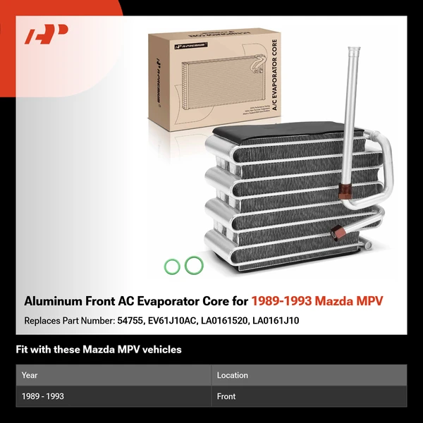 Aluminum Front AC Evaporator Core for 1989-1993 Mazda MPV
