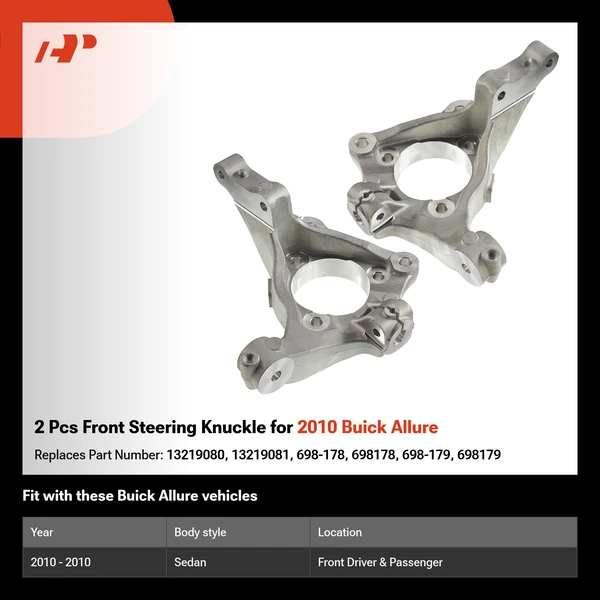2 Pcs Front Steering Knuckle for 2010 Buick Allure