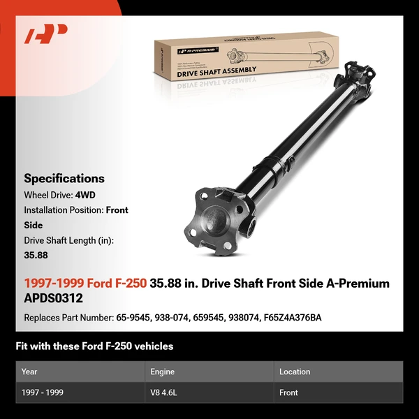 1997-1999 Ford F-250 35.88 in. Drive Shaft Front Side A-Premium APDS0312