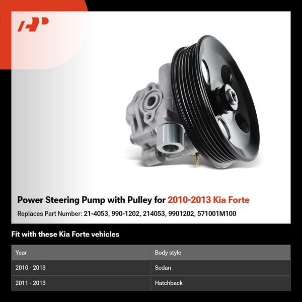 Power Steering Pump with Pulley for 2010-2013 Kia Forte