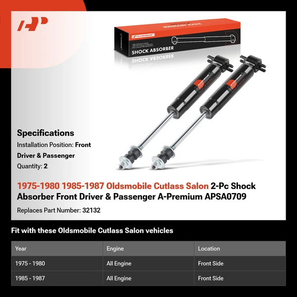 1975-1980 1985-1987 Oldsmobile Cutlass Salon 2-Pc Shock Absorber Front Driver & Passenger A-Premium APSA0709