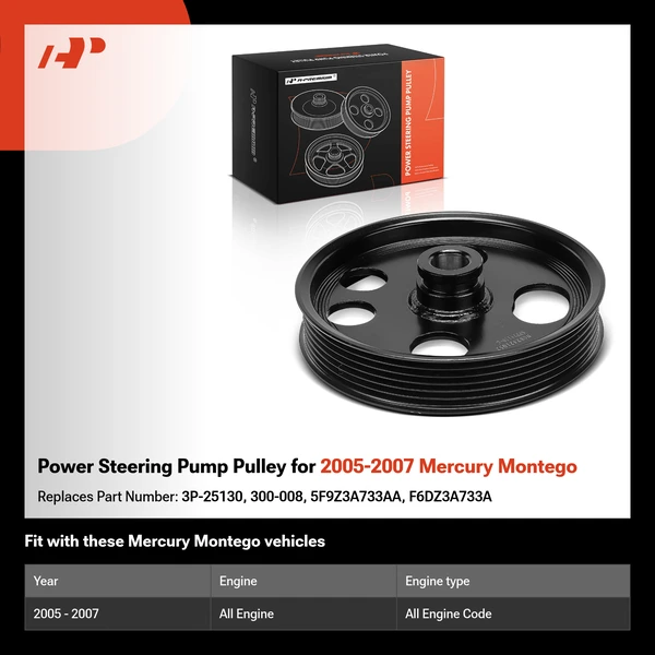 Power Steering Pump Pulley for 2005-2007 Mercury Montego