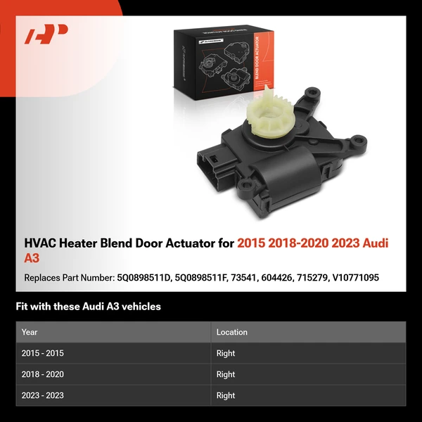 HVAC Heater Blend Door Actuator for 2015 2018-2020 2023 Audi A3