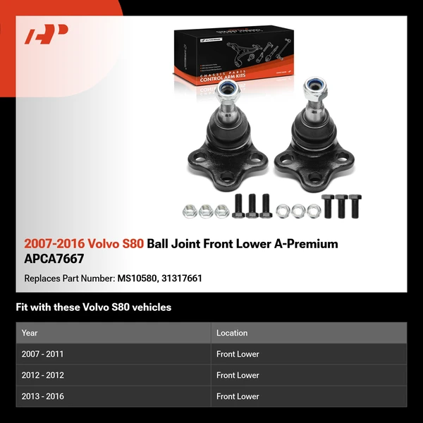 2007-2016 Volvo S80 Ball Joint Front Lower A-Premium APCA7667