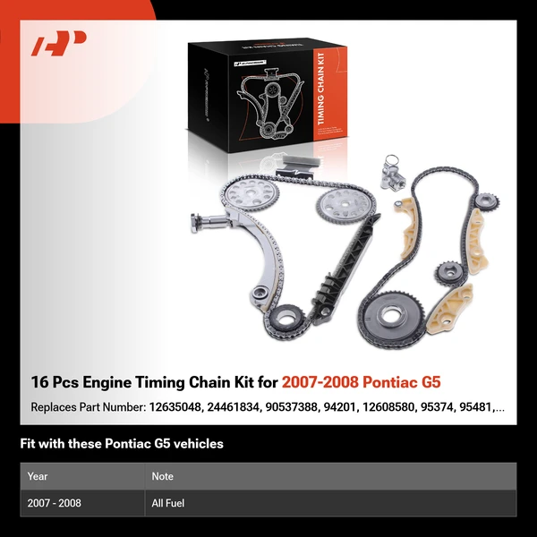 16 Pcs Engine Timing Chain Kit for 2007-2008 Pontiac G5