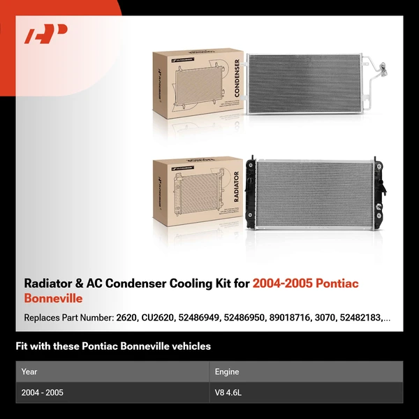 Radiator & AC Condenser Cooling Kit for 2004-2005 Pontiac Bonneville