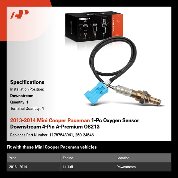 2013-2014 Mini Cooper Paceman 1-Pc Oxygen Sensor Downstream 4-Pin A-Premium OS213