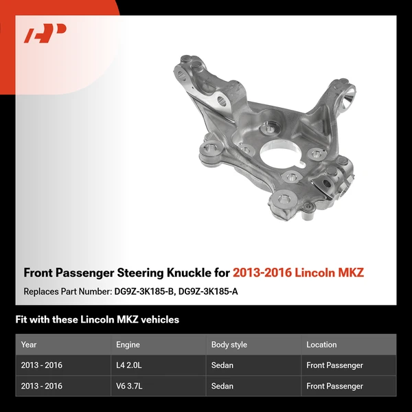 Front Passenger Steering Knuckle for 2013-2016 Lincoln MKZ