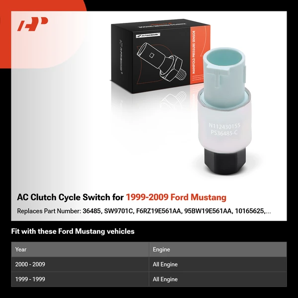 AC Clutch Cycle Switch for 1999-2009 Ford Mustang