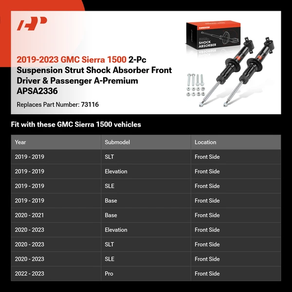 2019-2024 GMC Sierra 1500 2-Pc Suspension Strut Shock Absorber Front Driver & Passenger A-Premium APSA2336