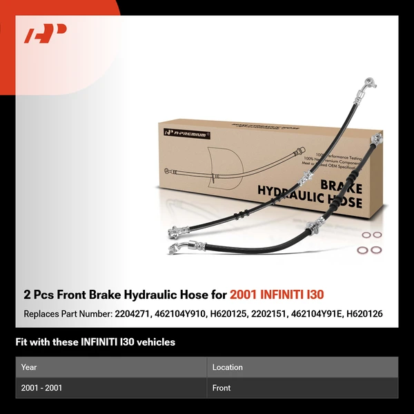 2 Pcs Front Brake Hydraulic Hose for 2001 INFINITI I30