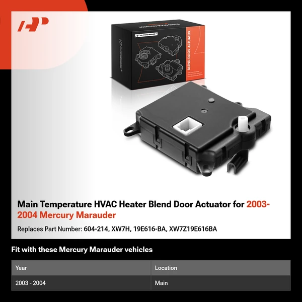 Main Temperature HVAC Heater Blend Door Actuator for 2003-2004 Mercury Marauder