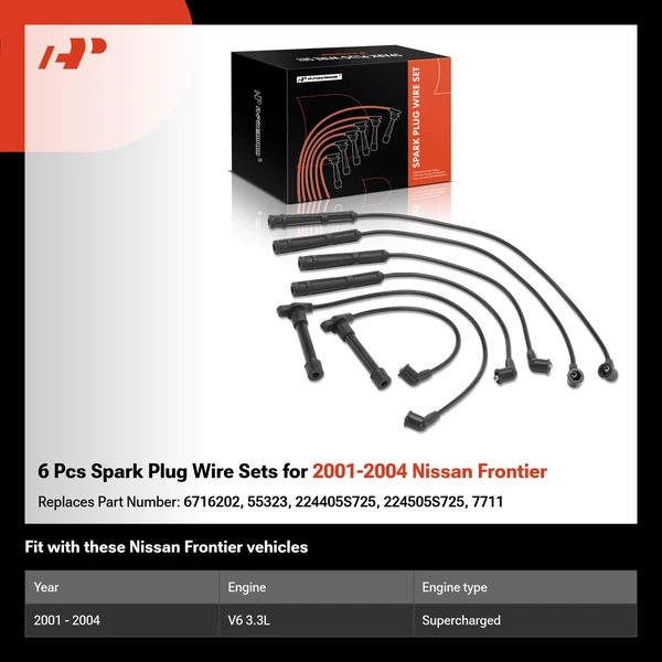 6 Pcs Spark Plug Wire Sets for 2001-2004 Nissan Frontier