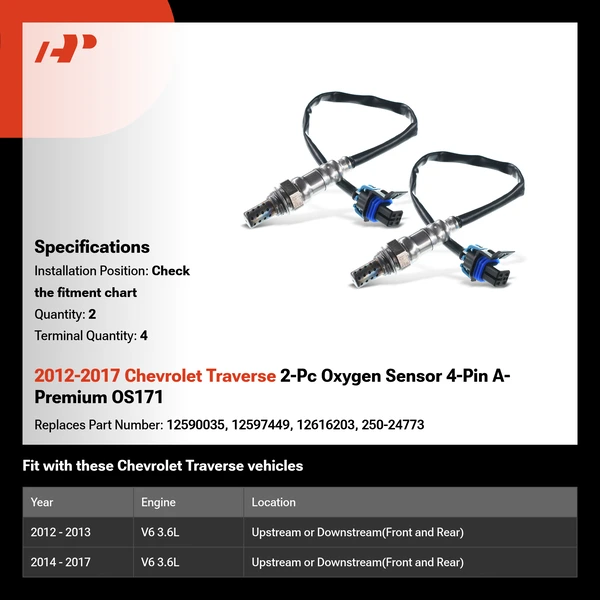 2012-2017 Chevrolet Traverse 2-Pc Oxygen Sensor 4-Pin A-Premium OS171